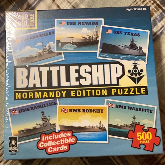 Battleship 500 pc puzzle & collectible cards NIB Military Memorial Day Veteran - Picture 1 of 8